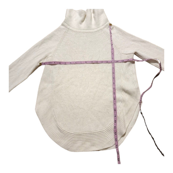 Athleta Ravine Womens 3/4 Sleeve Mock Neck Tunic Sweater Ivory wool size xxs - Picture 6 of 7